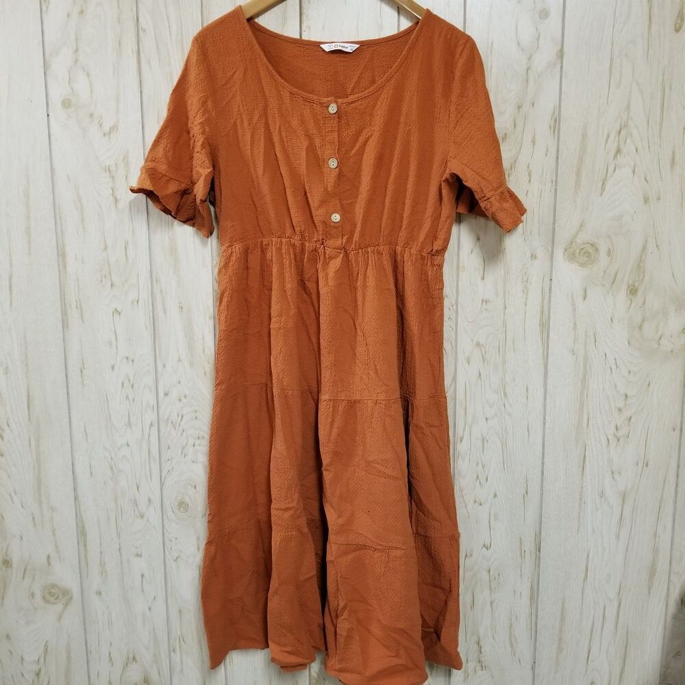 PatPat Women's Midi Dress in Rust Orange